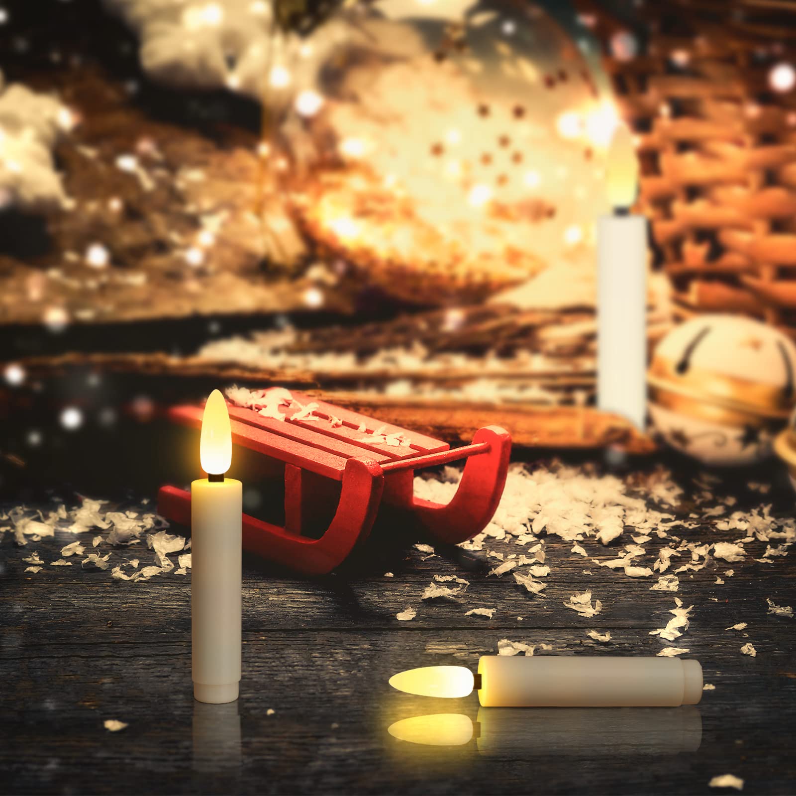 Amazon.co.jp : フレームレスLEDテーパーキャンドル 20個 揺らめく炎